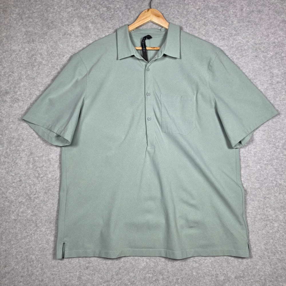 Lululemon Wovenair Popover Shirt Mens Size 2XL Teal Quick Drying Regular Fit